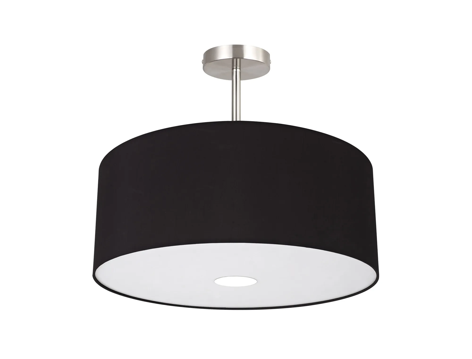 Baymont 50cm Semi Flush 3 Light Satin Nickel, Midnight Black/Green Olive, Frosted Diffuser DK0429  Deco Baymont SN BL/GR